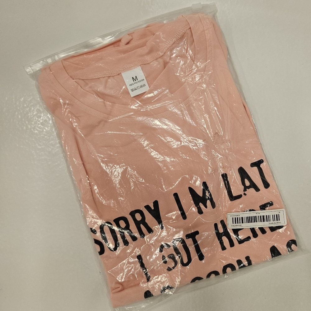 Soft Pink Women's Medium Tee with Bold Text - Picture 2 of 2